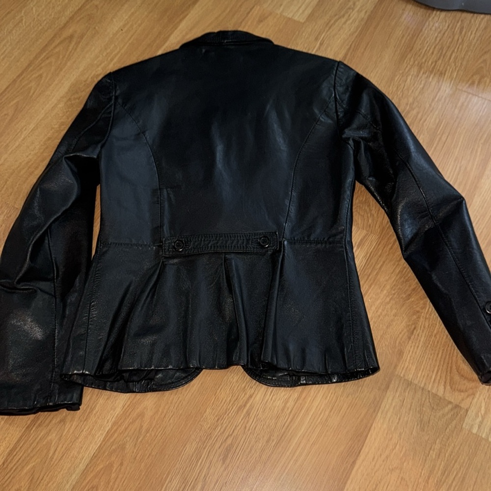 Black Leather 80’s Nordstrom Brass Plum Grunge Moto Jacket ☠️🖤 SZ small - Picture 9 of 14